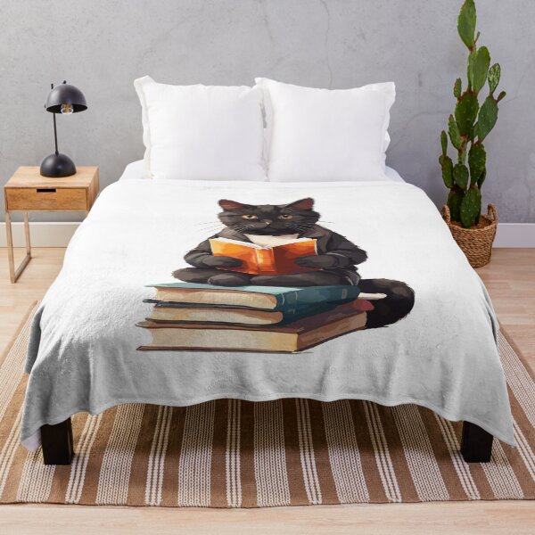 Item preview, Black cat reading a book designed and sold by cutiepie11cats.