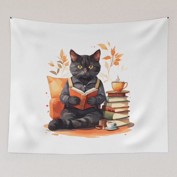 Item preview, Purrfect Peace: Black Cat, Books & Tea - The Recipe for Cozy Bliss designed and sold by cutiepie11cats.