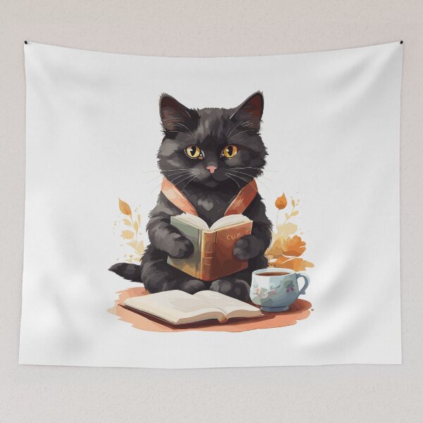 Item preview, Black Cat, Books & Tea  designed and sold by cutiepie11cats.