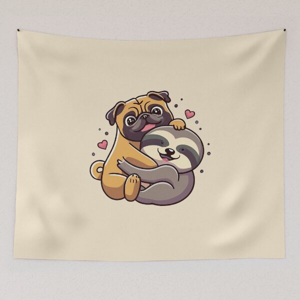 Item preview, Cute Sloth and Dog Friendship for Pug Lover designed and sold by Laugh-Lines.