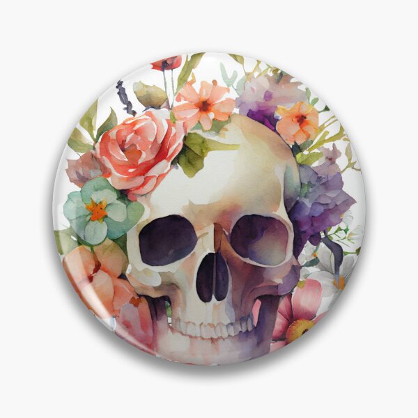 Item preview, A garden of flowers and skull, painted in watercolors designed and sold by GemaDesings.