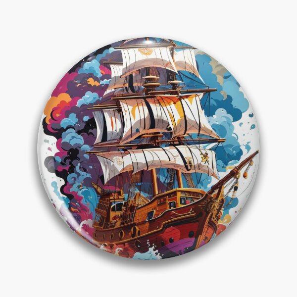 Artikelvorschau, Piratenschiff-Farben: Ein nautisches Fantasy-Kunstwerk entworfen und verkauft von ArtComixHaven.
