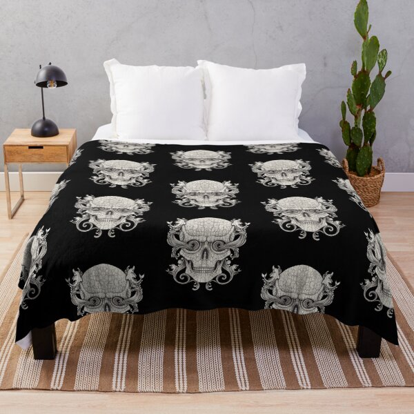 Item preview, Surreal art vintage wave and dolphins moving on skull. designed and sold by Jiwsurreal.