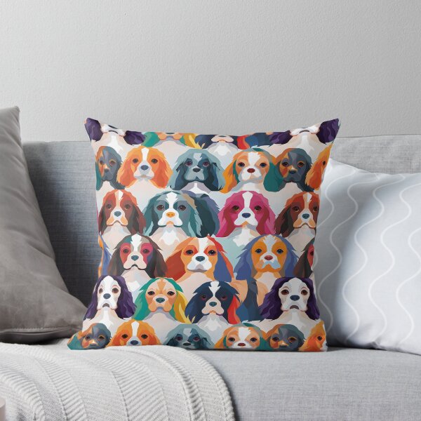 Aperçu de l'œuvre Cavalier King Charles Spaniel en motif camouflage géométrique créée et vendue par forget45studio.