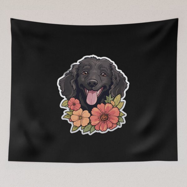 Item preview, Curly-coated Retriever in Flowers designed and sold by CUTEDOGGIEZ.
