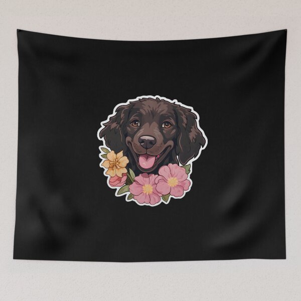 Item preview, Curly-coated Retriever with Flowers designed and sold by CUTEDOGGIEZ.