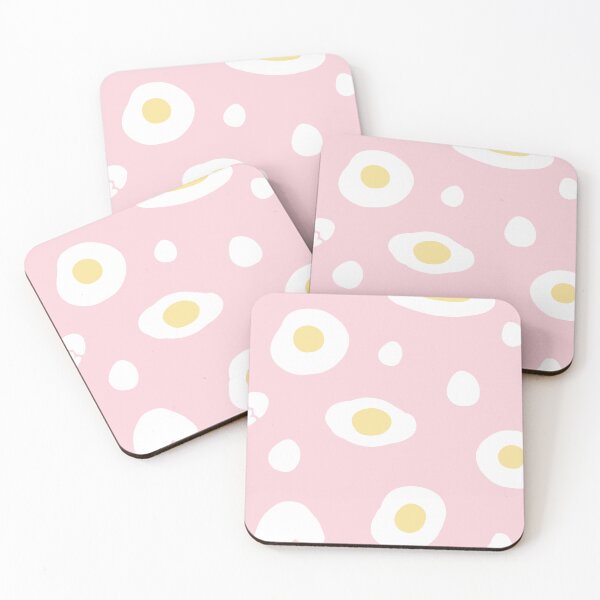 Item preview, Pink background decorated with fried eggs designed and sold by Bunnylovely.