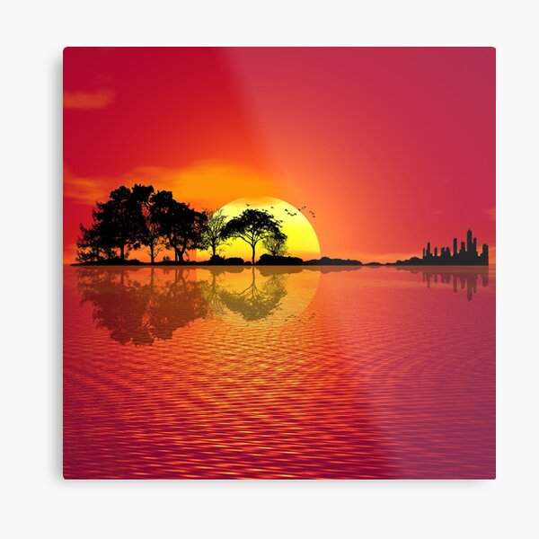 Nature Guitar Sunset Metal Print