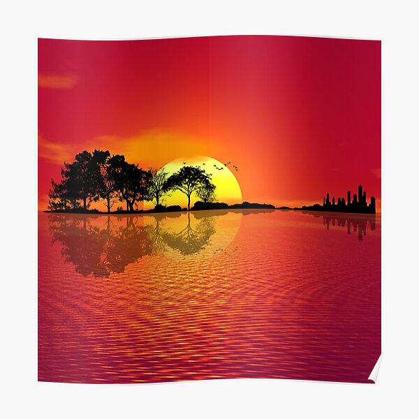 Nature Guitar Sunset Poster