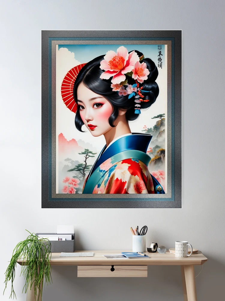 An Enchanting Flower Girl Of The Mountains Beautiful AI Concept Art Portrait by Xzendor7 Room Decor Poster Art Print