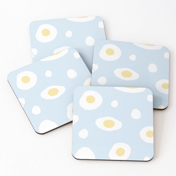 Item preview, blue background decorated with fried eggs designed and sold by Bunnylovely.