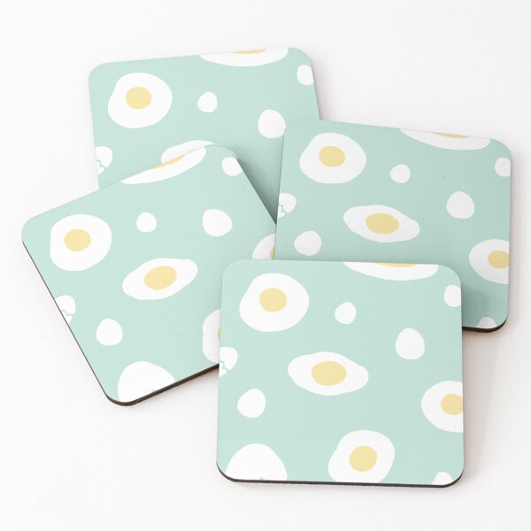 Item preview, green background decorated with fried eggs designed and sold by Bunnylovely.