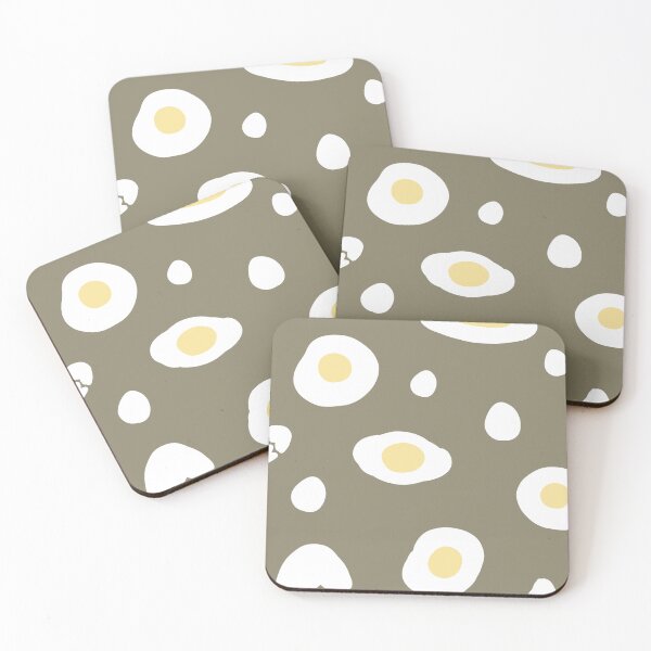 Item preview, brown background decorated with fried eggs designed and sold by Bunnylovely.