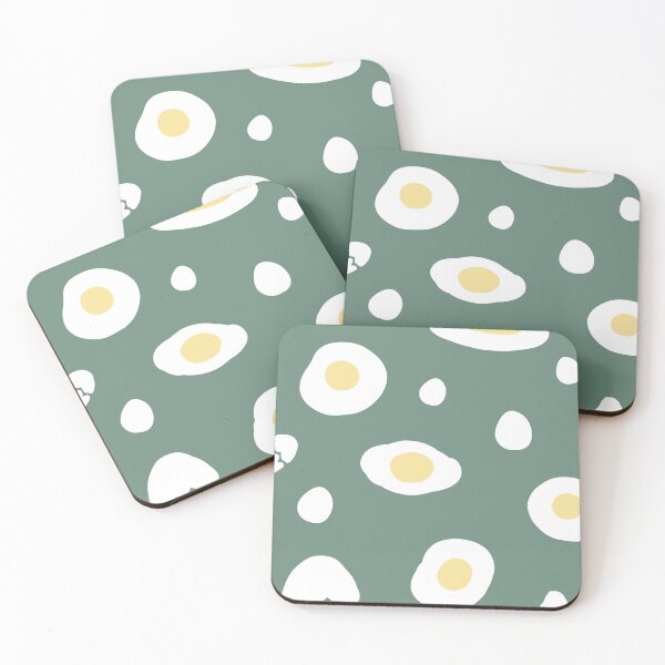 Item preview, green background decorated with fried eggs designed and sold by Bunnylovely.