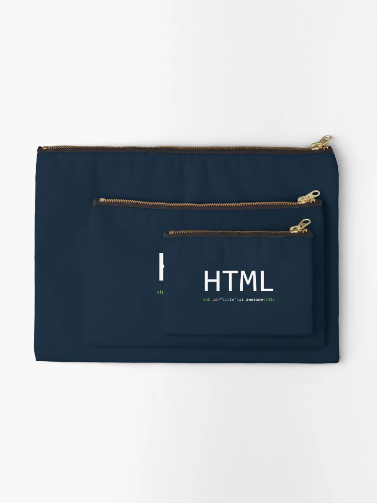 Thumbnail 2 of 4, Zipper Pouch, HTML is awesome - Computer Programming designed and sold by Programming Jokes.