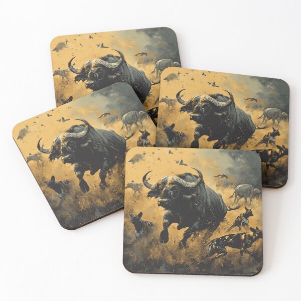 Item preview, Buffalo surviving wild dogs designed and sold by WildheartPOD.