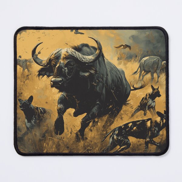 Item preview, Buffalo surviving wild dogs designed and sold by WildheartPOD.