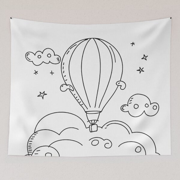Item preview, Line art drawing of hot air balloon designed and sold by Andrey-Myagkov.