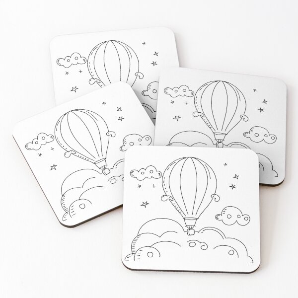 Item preview, Line art drawing of hot air balloon designed and sold by Andrey-Myagkov.