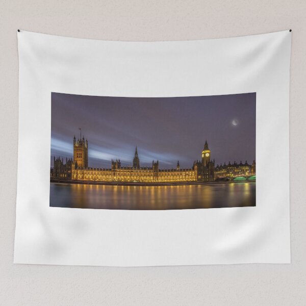 Item preview, House of Parliament Big Ben Moon And Last Rays of Sun designed and sold by henrytangphotos.