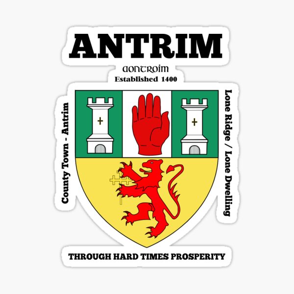 Item preview, Irish County Antrim Ireland Crest, Translation & More designed and sold by REAL IRISH GIFTS.