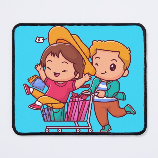 Item preview, Cute Couple Shopping Adventure: Vector Cartoon Icon for Holiday Bliss designed and sold by hjian8219.