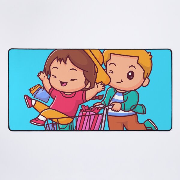 Item preview, Cute Couple Shopping Adventure: Vector Cartoon Icon for Holiday Bliss designed and sold by hjian8219.