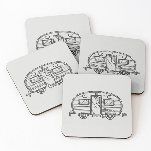 Item preview, Line art of a vintage caravan designed and sold by design-you-love.