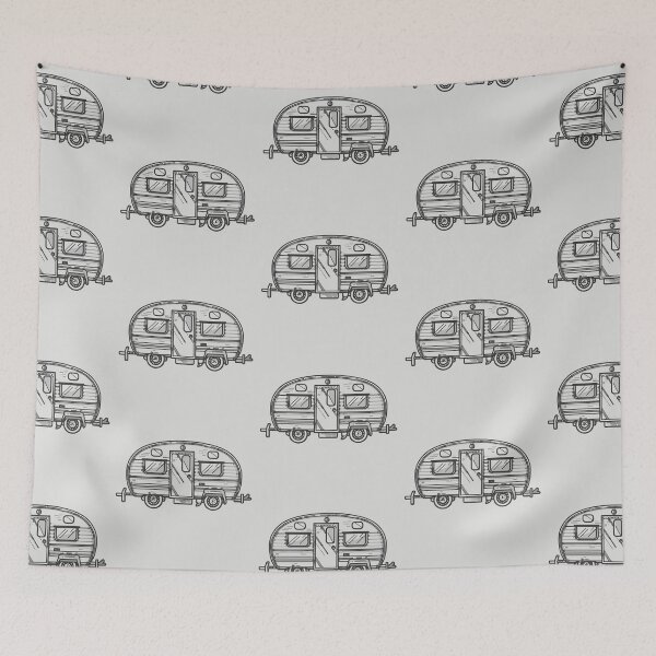 Item preview, Line art of a vintage caravan designed and sold by design-you-love.
