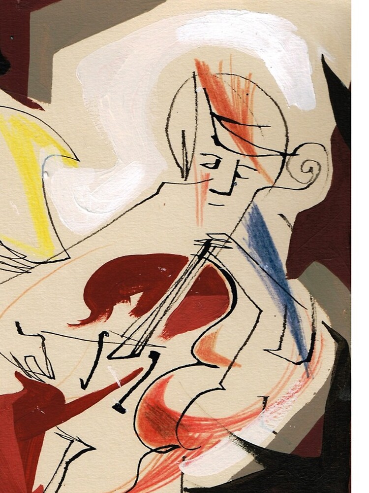 Cello and Guitar Player Musicians Painting Drawing by CatarinaGarcia