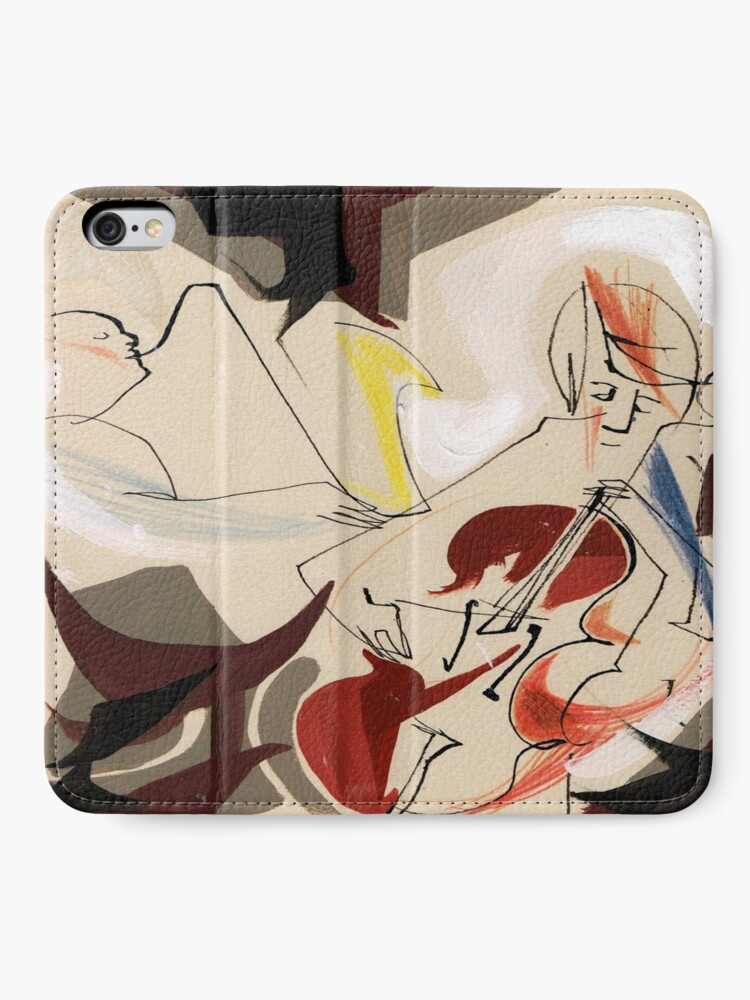 Alternate view of Cello and Guitar Player Musicians Painting Drawing iPhone Wallet