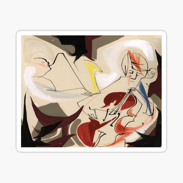 Cello and Guitar Player Musicians Painting Drawing Sticker