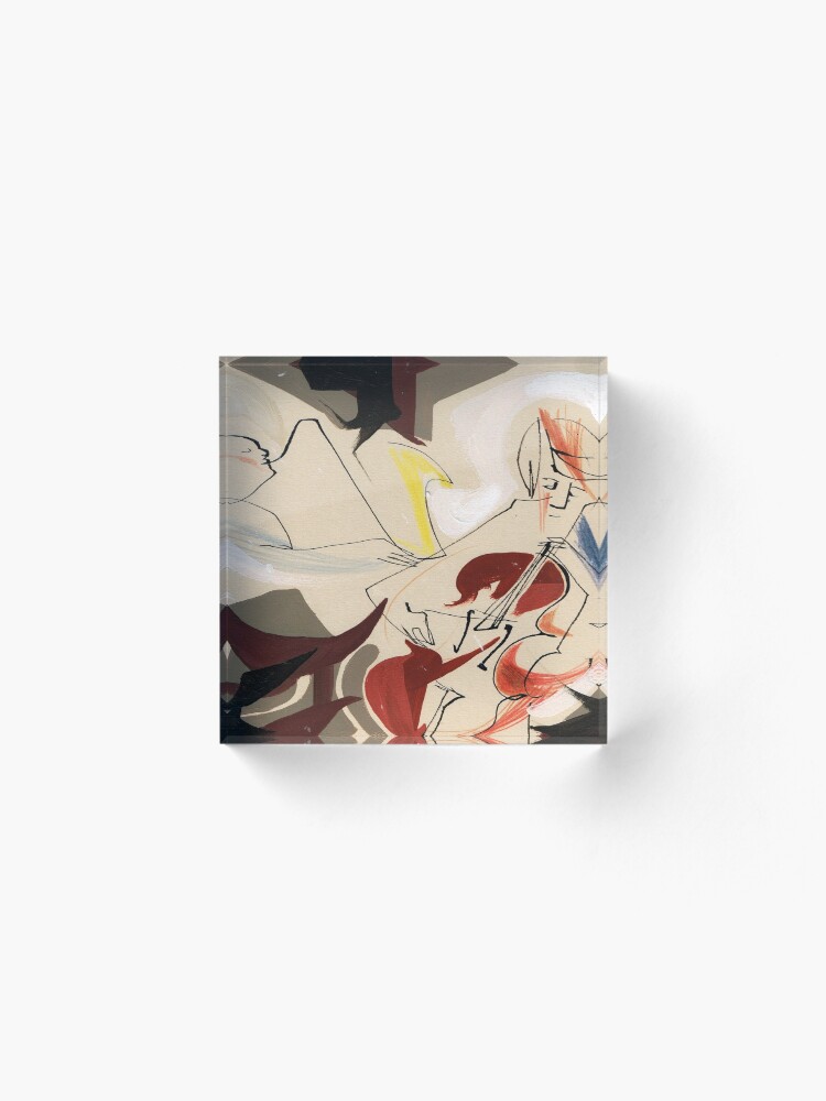 Alternate view of Cello and Guitar Player Musicians Painting Drawing Acrylic Block