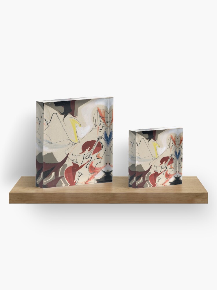 Alternate view of Cello and Guitar Player Musicians Painting Drawing Acrylic Block