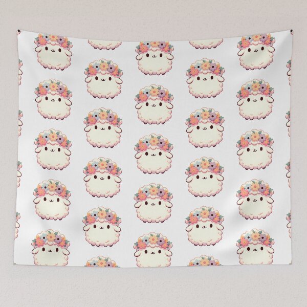 Aperçu de l'œuvre Fuffy Sheep with Flowers Crown créée et vendue par UmbrellaStudio1.