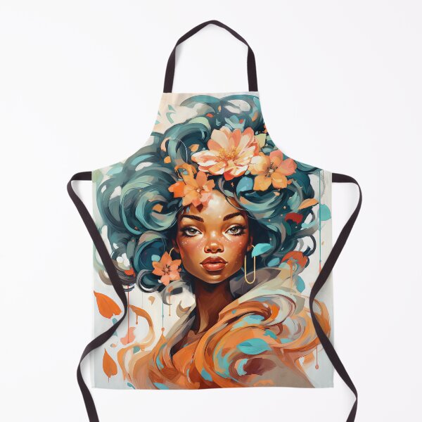 Item preview, Radiant Beauty: Confident Dark-Skinned Woman with Orange Flowers designed and sold by Otter-Time.