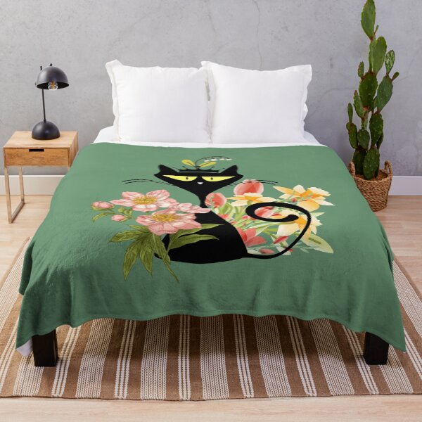 Item preview, Funny Black cat with flowers designed and sold by ZIZZO 22.