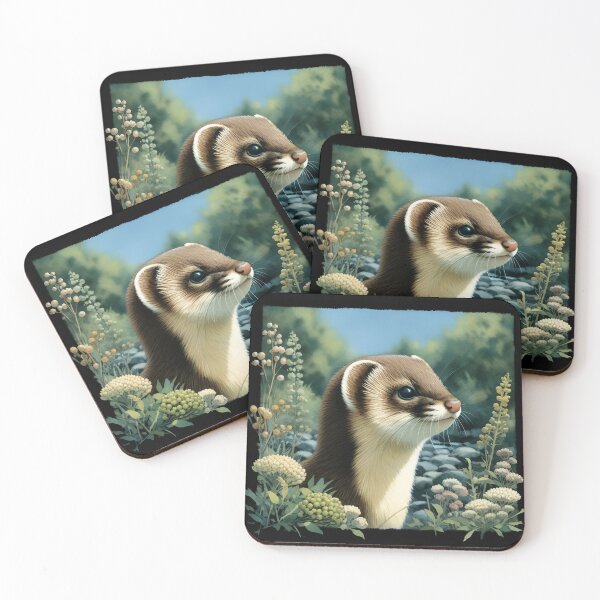 Item preview, Japanese weasel animal art designed and sold by RubisLeaf.