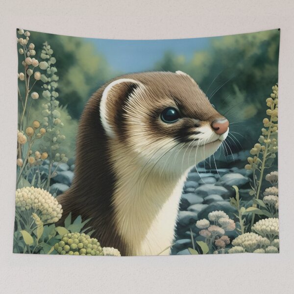 Item preview, Japanese weasel animal art designed and sold by RubisLeaf.