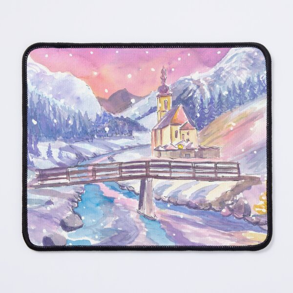 Item preview, Christmas Eve in Bavarian Alps with Church and Snowfall in Ramsau designed and sold by artshop77.