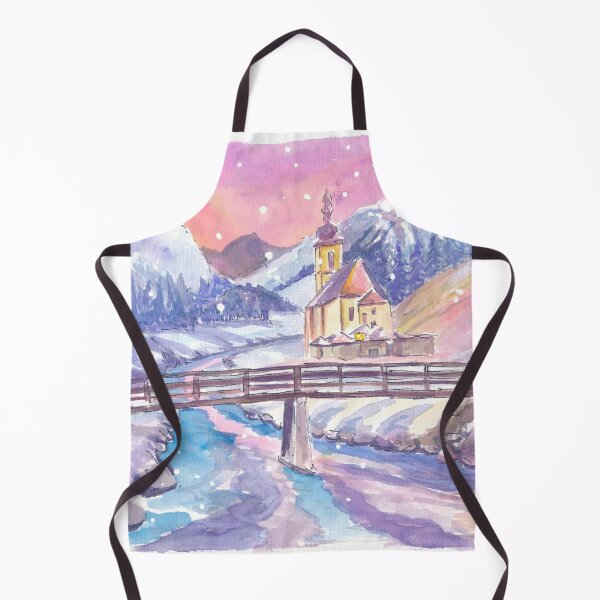 Item preview, Christmas Eve in Bavarian Alps with Church and Snowfall in Ramsau designed and sold by artshop77.