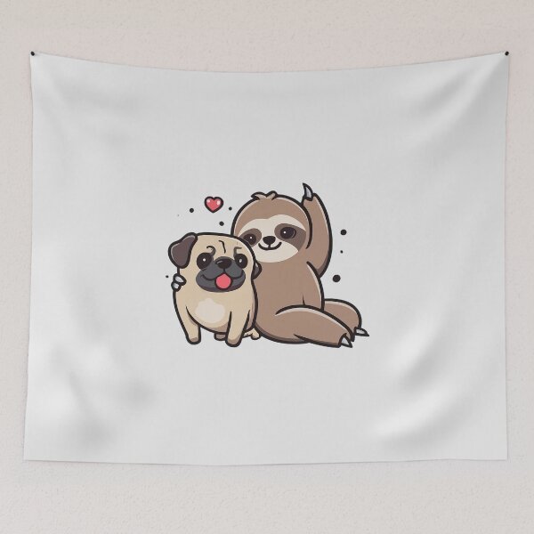 Item preview, Cute Sloth and Pug Friendship for Animal Lover designed and sold by Laugh-Lines.