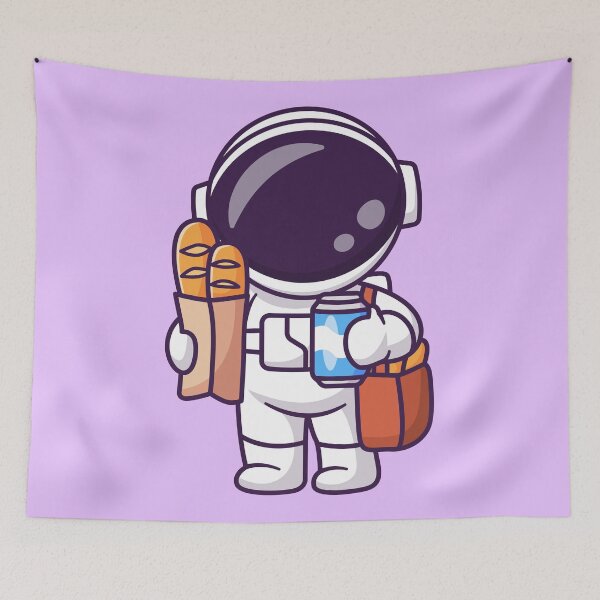 Item preview, Cute Astronaut Grocery Run: Vector Cartoon Icon Blending Science and Food designed and sold by hjian8219.