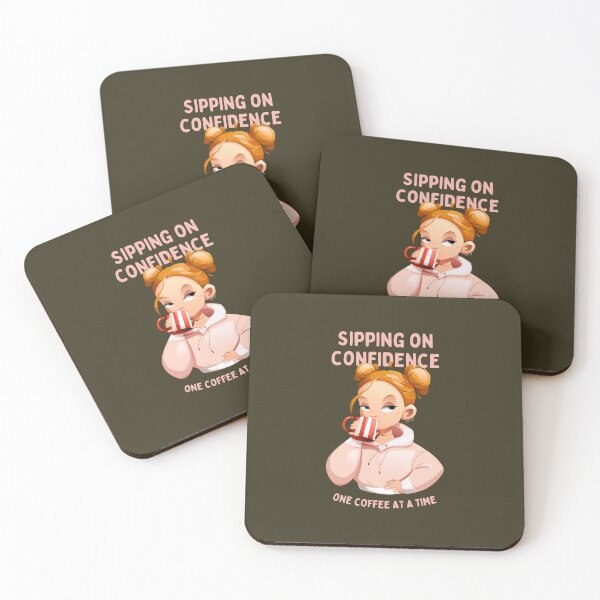 Item preview, Sipping on Confidence, One Coffee at a Time, best on dark background designed and sold by VarnaChitra.