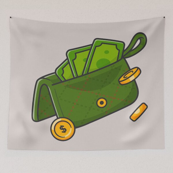 Item preview, Financial Harmony: Cartoon Vector Icon of Wallet and Money designed and sold by hjian8219.