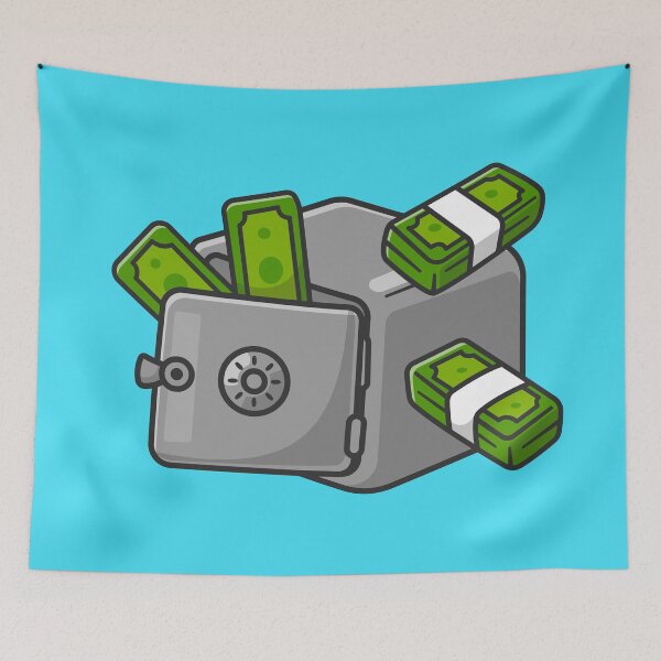Item preview, "Secure Finances: Cartoon Vector Icon of Money in Safe Deposit Box" designed and sold by hjian8219.