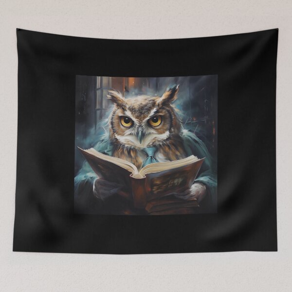 Item preview, Erudite Owl Looks Up From Reading a Tome designed and sold by PetitesEtoiles.