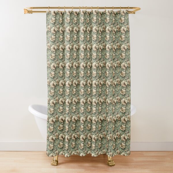 Green Leaves Simple Modern Shower Curtain Sets With Hooks Front