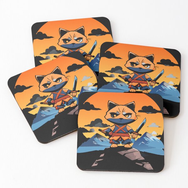 Item preview, Ninja Cat On Mountain Peak designed and sold by mftees.