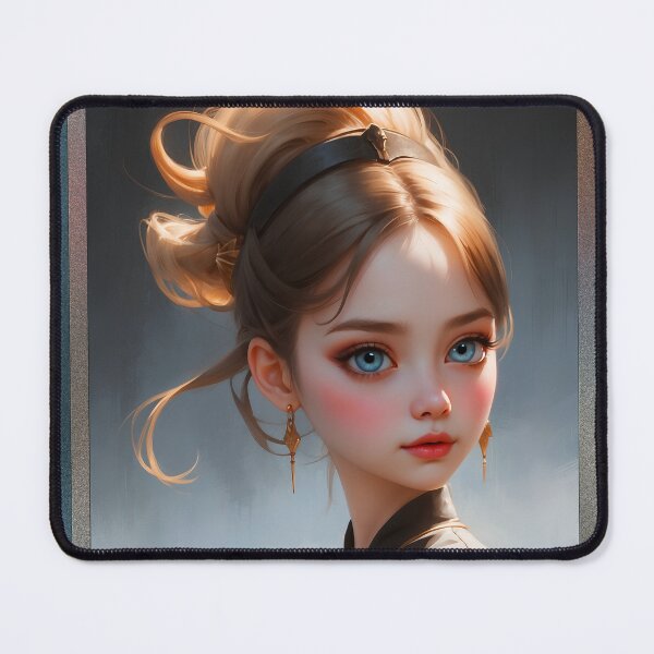 Item preview, Doll Face With Her Large Blue Eyes Enchanting AI Concept Art Portrait by Xzendor7 designed and sold by Xzendor7 Digital Art Creations.
